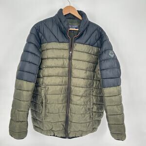 Bass Creek Outfitters Men’s XL Puffer Jacket Green Black Zip Up EUC